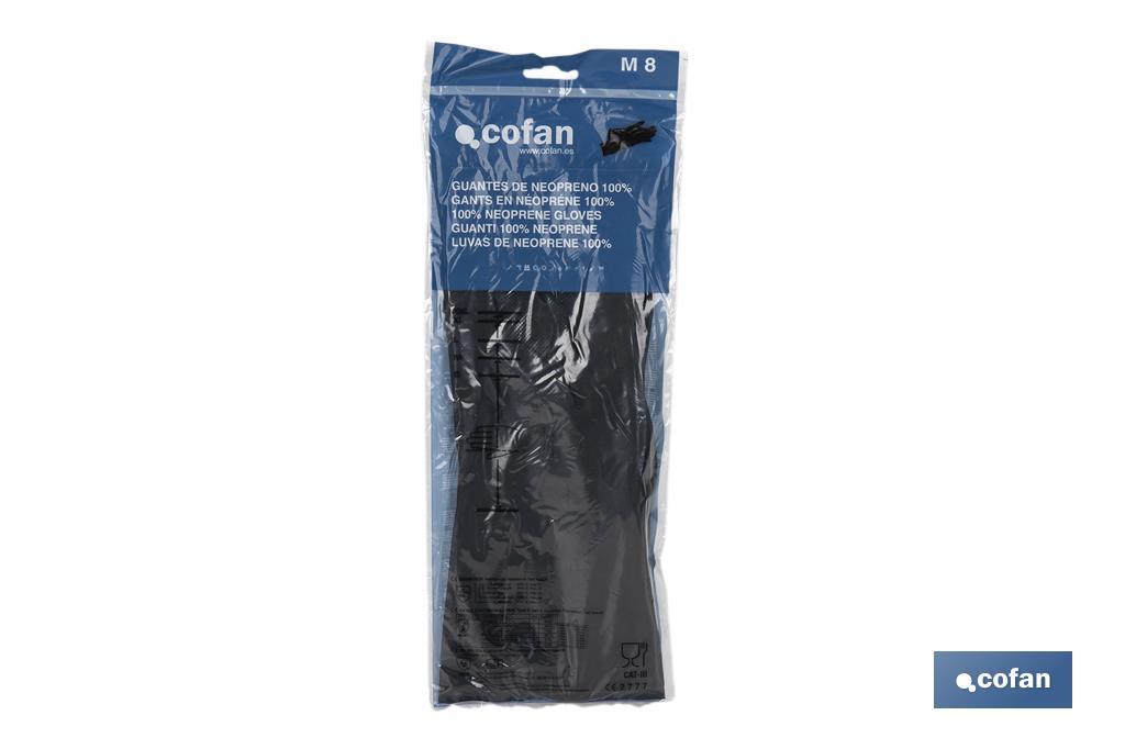 Black neoprene glove | Ideal for contact with acids and detergents | Perfect for metallurgy and mechanics - Cofan