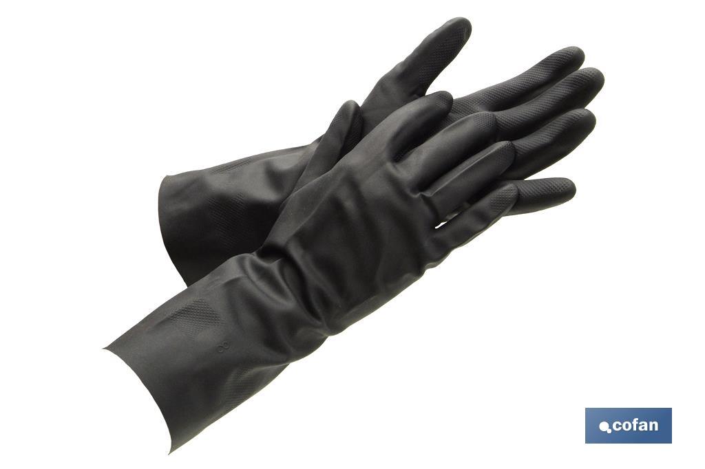 Black neoprene glove | Ideal for contact with acids and detergents | Perfect for metallurgy and mechanics - Cofan