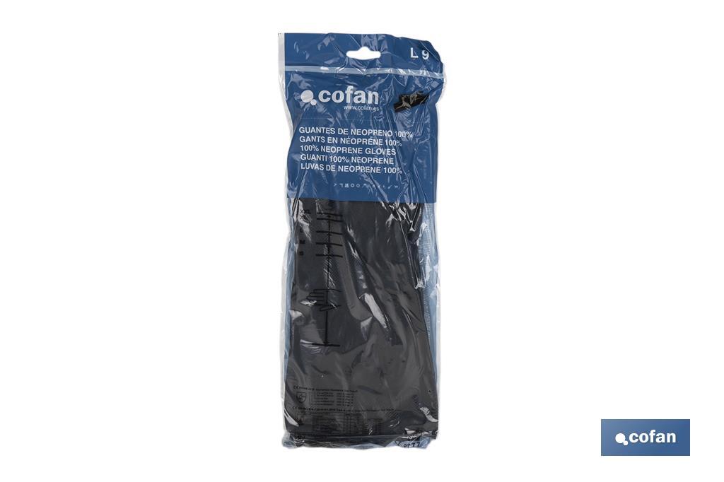 Black neoprene glove | Ideal for contact with acids and detergents | Perfect for metallurgy and mechanics - Cofan