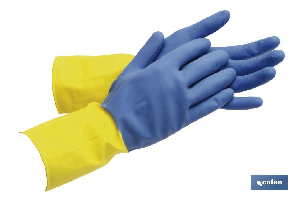 Guantes de menaje reforzados | 100 % de látex Ideal para el contacto con detergentes, solventes y productos químicos | Cofan