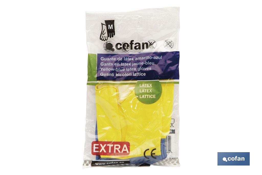 Guantes de menaje reforzados | 100 % de látex | Ideal para el contacto con detergentes, solventes y productos químicos - Cofan