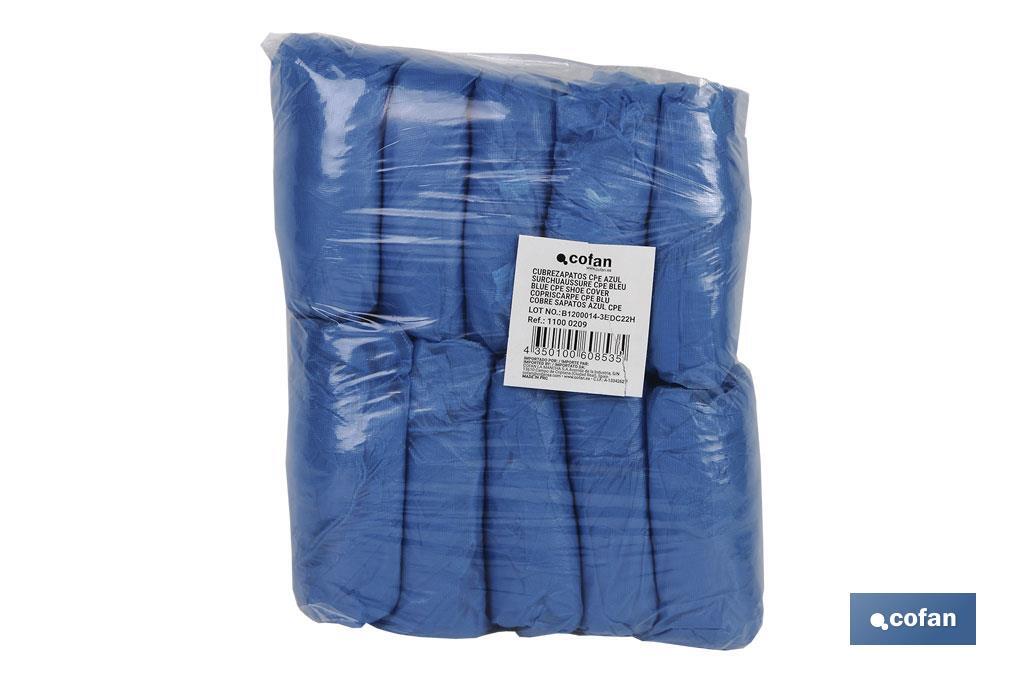 Cubrezapato en color Azul | Fabricado en Polietileno Clorado | Desechables | 100 Unidades - Cofan