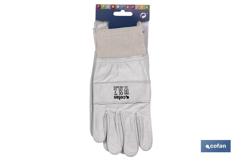 Adjustable reinforced grain leather gloves | Excellent grip and protection | Comfortable and tough gloves - Cofan