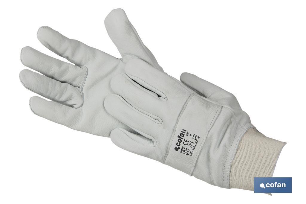 Guantes ajustables de piel flor reforzados | Excelente sujeción y protección | Cómodos y resistentes | Para múltiples tareas - Cofan