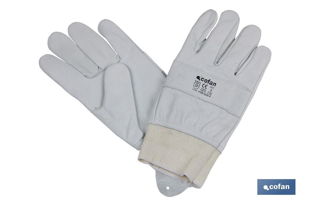 Guantes ajustables de piel flor reforzados | Excelente sujeción y protección | Cómodos y resistentes | Para múltiples tareas - Cofan