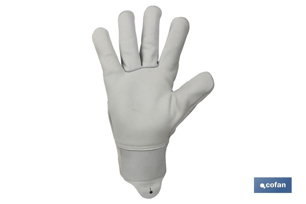 Guantes ajustables de piel flor reforzados | Excelente sujeción y protección | Cómodos y resistentes | Para múltiples tareas - Cofan