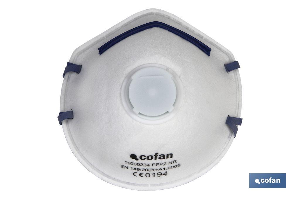 Mascarilla FFP2 NR | Con válvula Extra confort | Protección Auto filtrante | Pack de 10 Unidades - Cofan