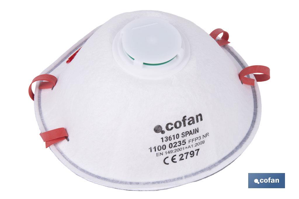 Mascarilla FFP3 NR | Con válvula Extra confort | Protección Auto filtrante | Pack de 10 Unidades - Cofan