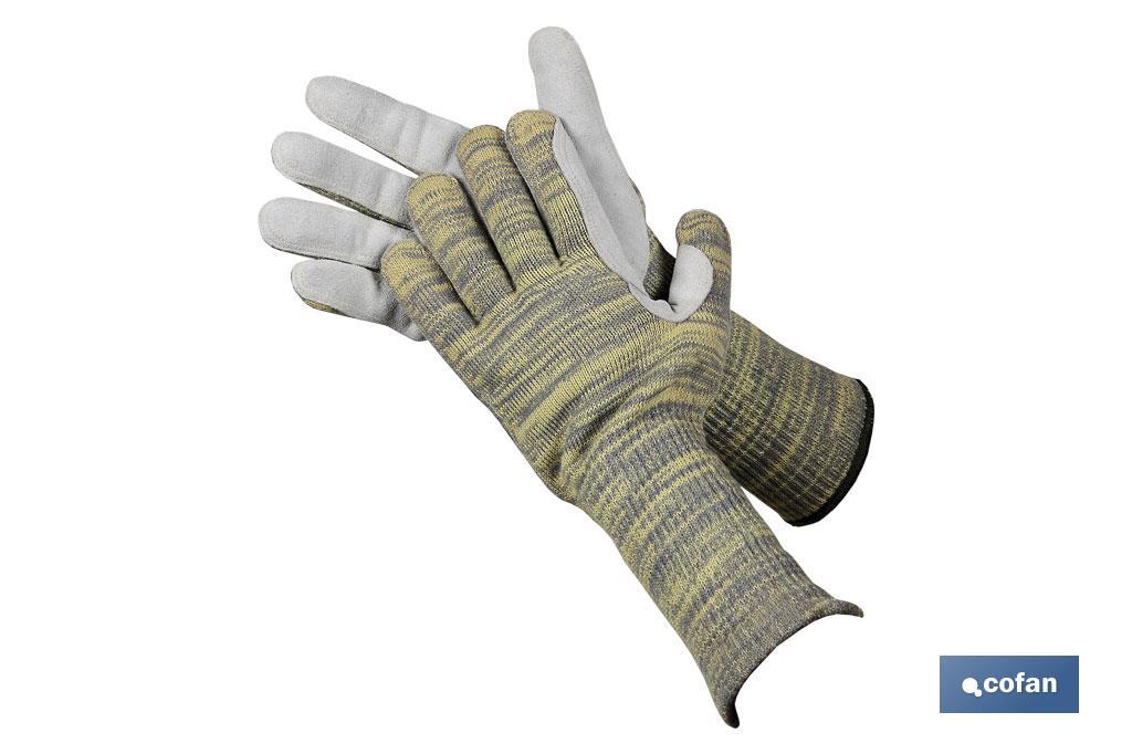 Guantes anticorte de 35 cm con refuerzo | Hilo de Kevlar y Twaron | Gran resistencia al corte | Cómodos y duraderos - Cofan