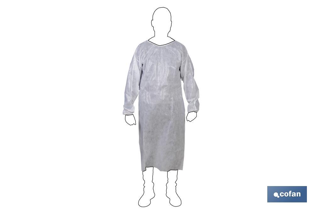 Disposable polypropylene Surgical Gown in white colour Type 6. Protection against biological agents - Cofan