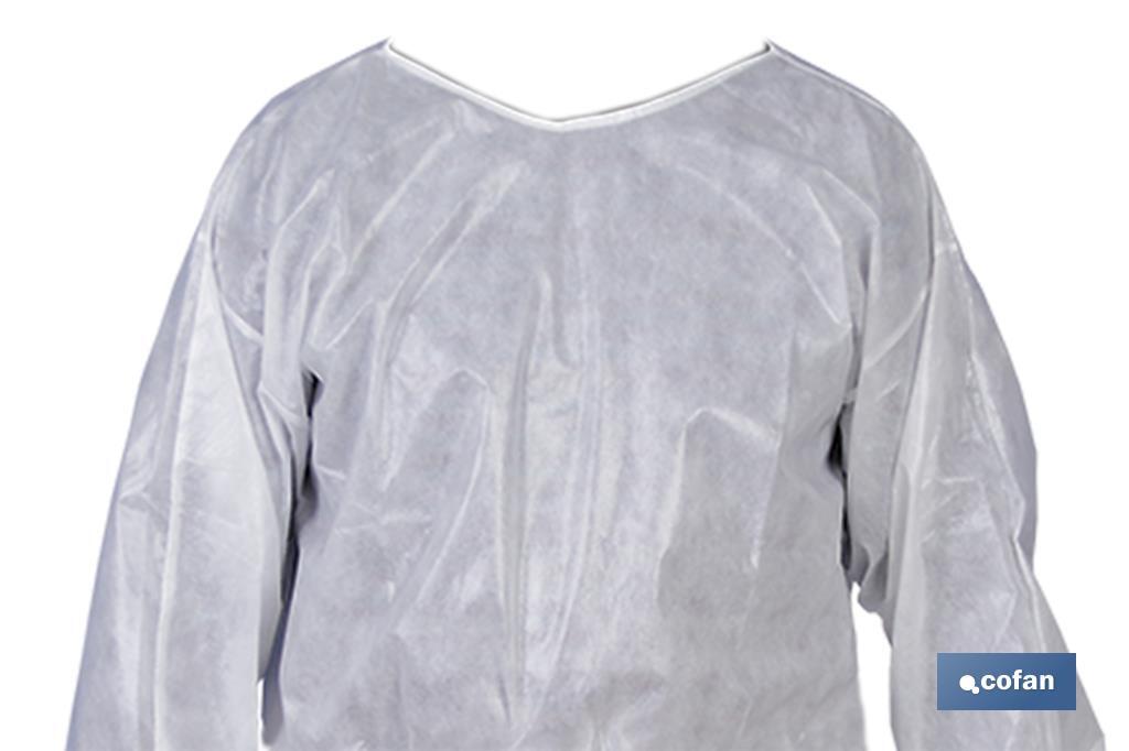 Blouse chirurgicale | Jetable | Couleur blanche | Fabriqué en polypropylène - Cofan