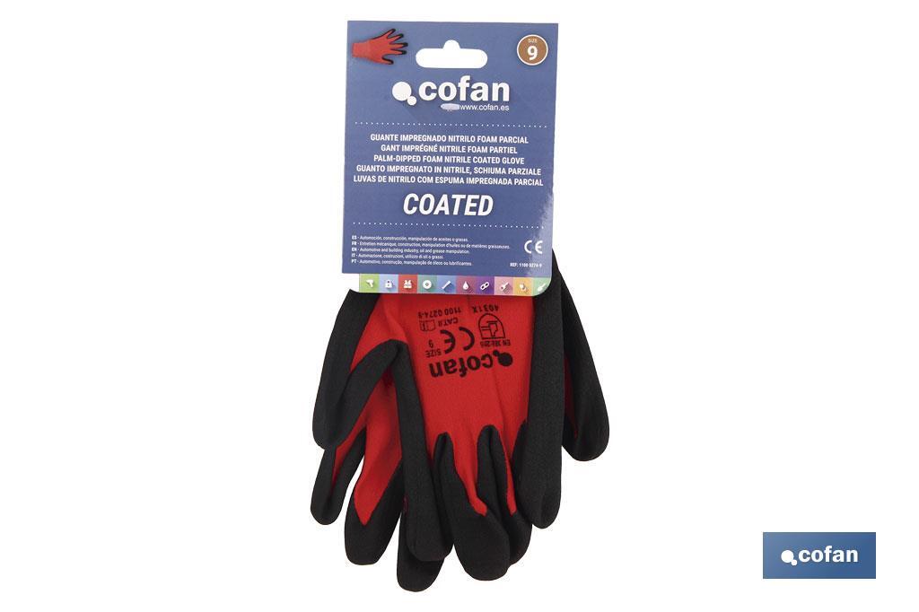 Nitrile-coated gloves, Sandy Coating Model | Ideal for automotive, construction industries and oil handling - Cofan