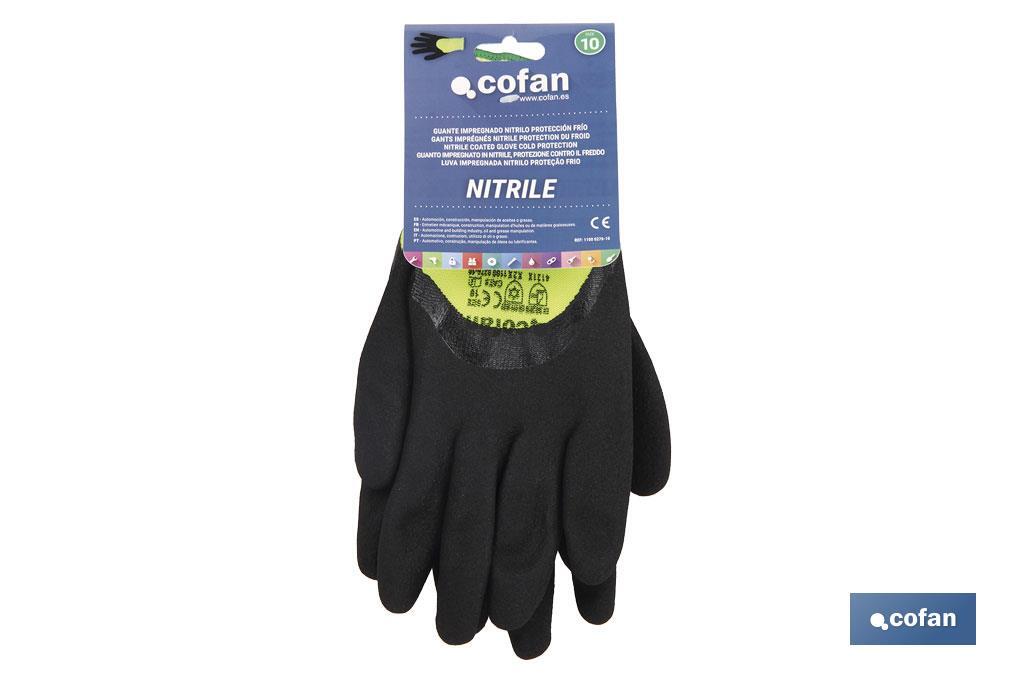 Nitrile-coated gloves with cold-resistant foam | Ideal for low-temperature activities | Comfortable and tough gloves - Cofan
