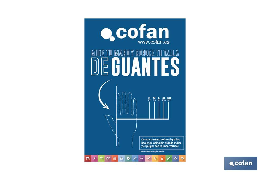 Póster magnetizado com medidor de tamanho de luvas - Cofan