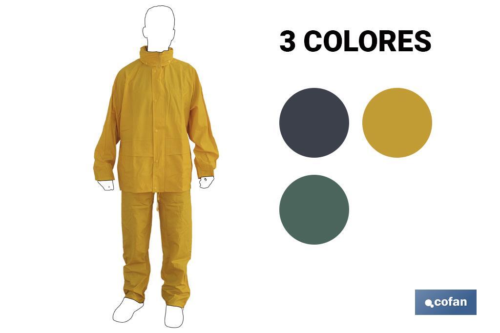 Rain Suit | PVC & Polyurethane | Several Colours | With two pockets and hidden hook in the neck - Cofan