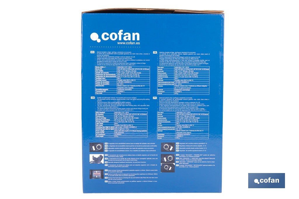 Casco de soldadura automático Red Surfing | Solar, oscurecimiento automático DIN 9-13 | 4 sensores y visor amplio DIN 9-13 | Adecuado para soldadura tipo ARC, MIG, MAG y TIG - Cofan