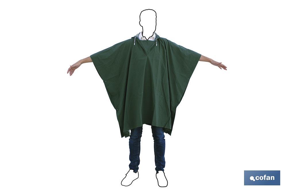 Rain Poncho | Green | PVC/Polyester | One size fits all | Rain Coat - Cofan