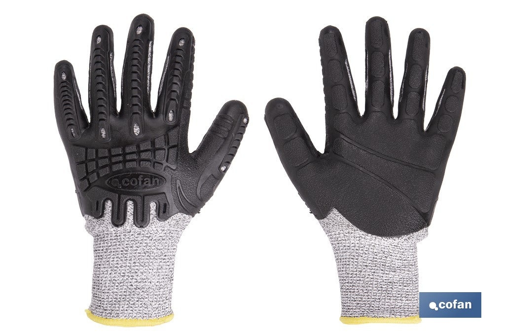 Guantes de protección anticorte y antiimpacto | Protección 360° TPE | Protección anticorte nivel C | EN 388 4X42C – EN 21420 | Disponible desde la talla 8 hasta la 10 - Cofan