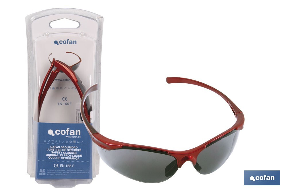 Blíster Gafa de Seguridad Anatómica |  Lentes de protección frente a Rayos UV | Ultraligeras para un uso intensivo - Cofan