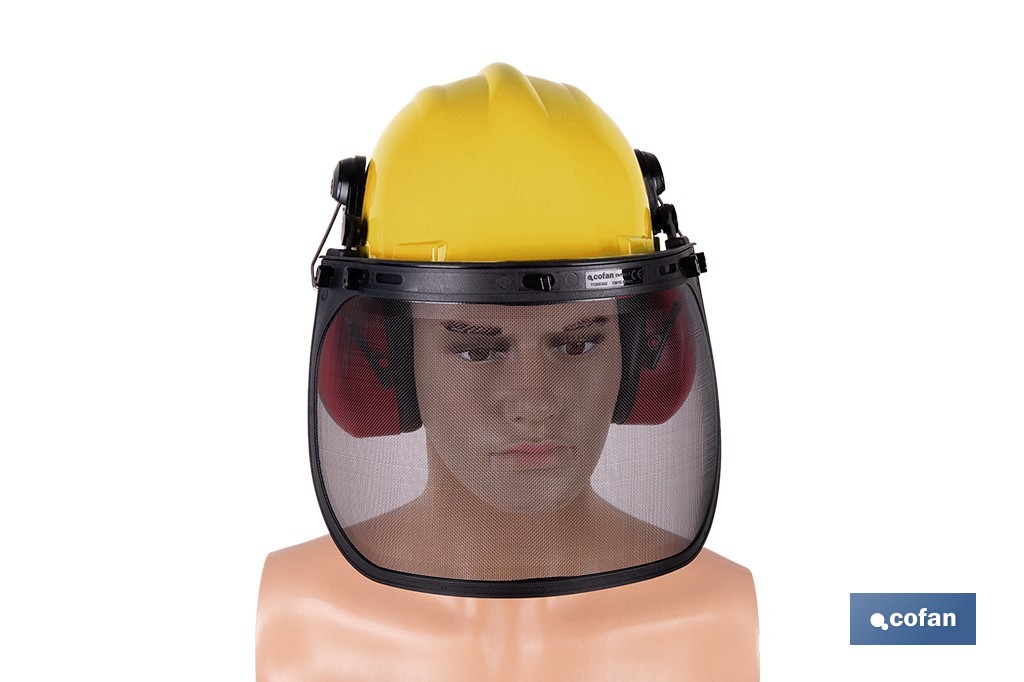 Kit forestal 4 en 1: casco con protección de rostro y oídos. Protección triple certificada. - Cofan