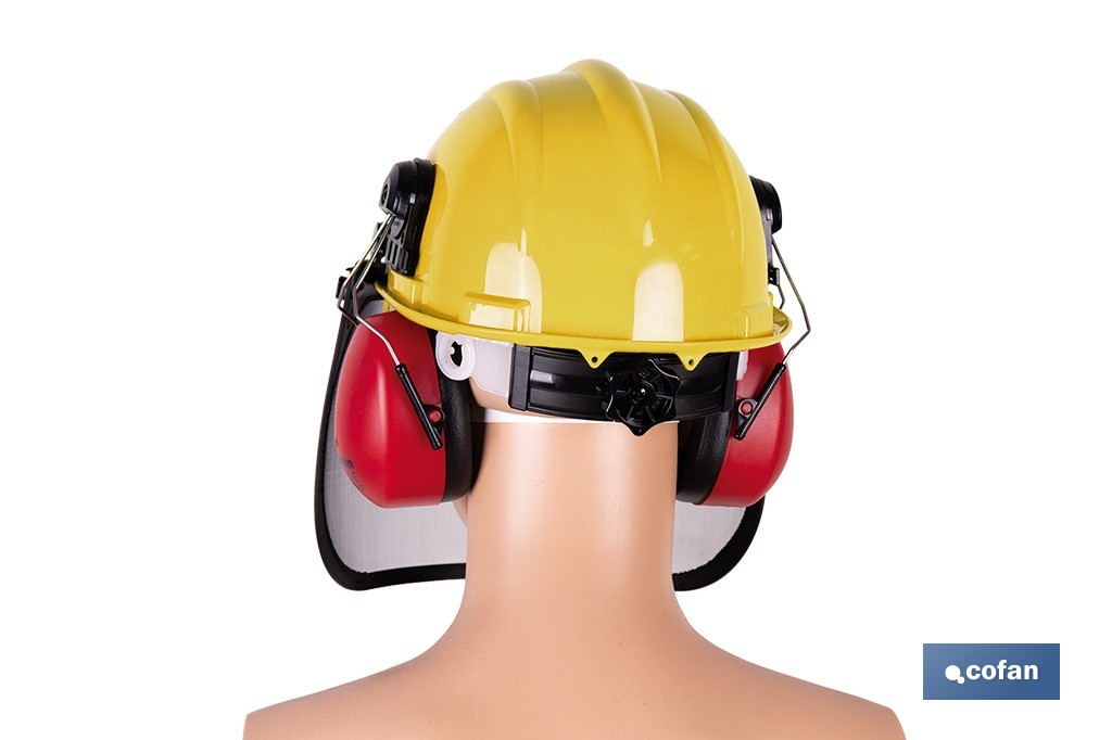 Kit forestal 4 en 1: casco con protección de rostro y oídos. Protección triple certificada. - Cofan