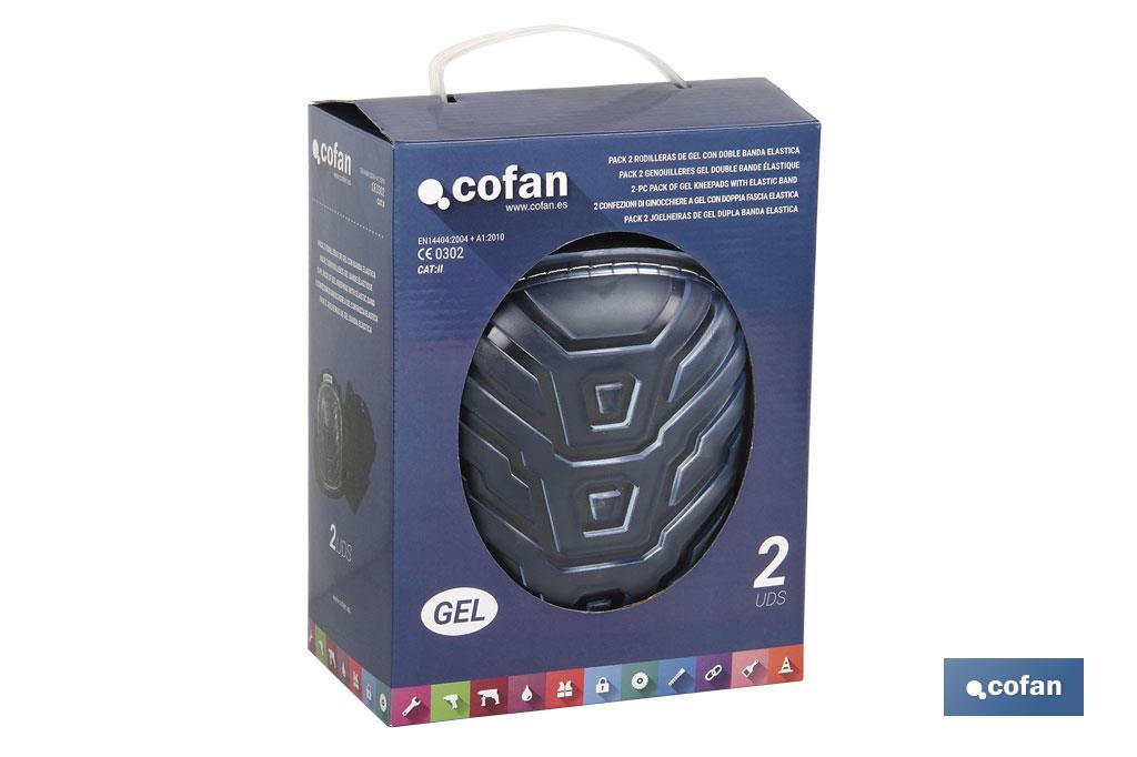 Pack of 2 gel knee pads with double elastic strap - Cofan
