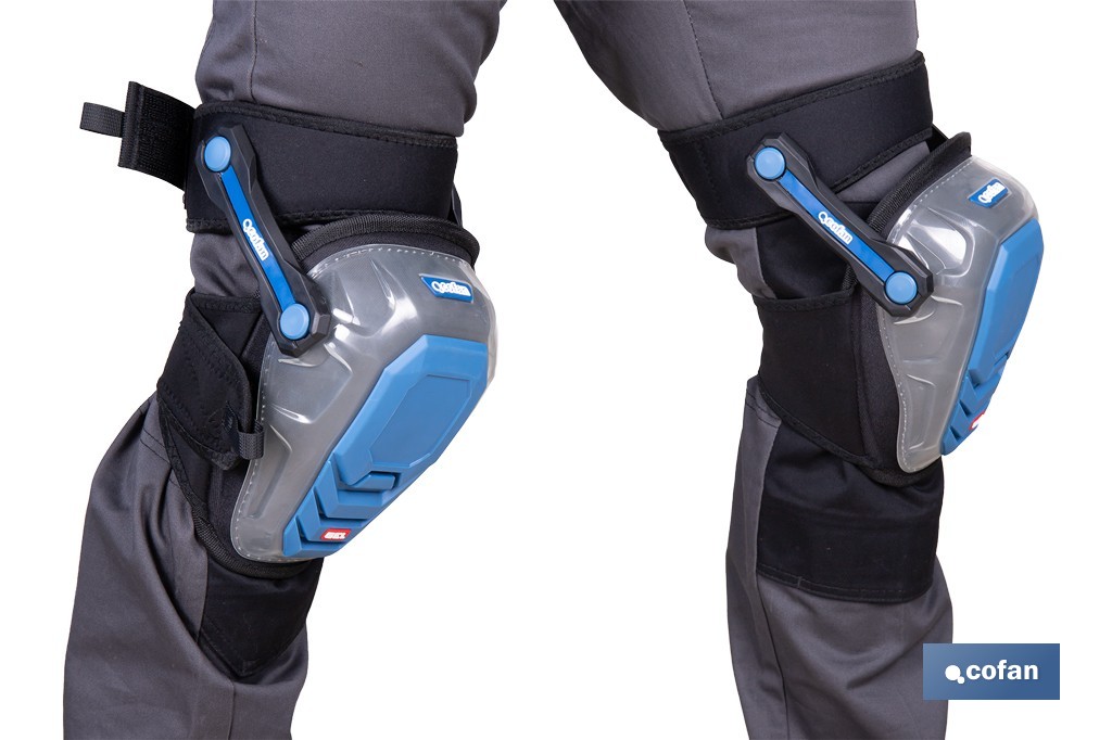 Rodilleras de gel estabilizadoras para trabajo | Protección y confort para construcción, agricultura y bricolaje | Pack de 2 rodilleras negras y azules - Cofan