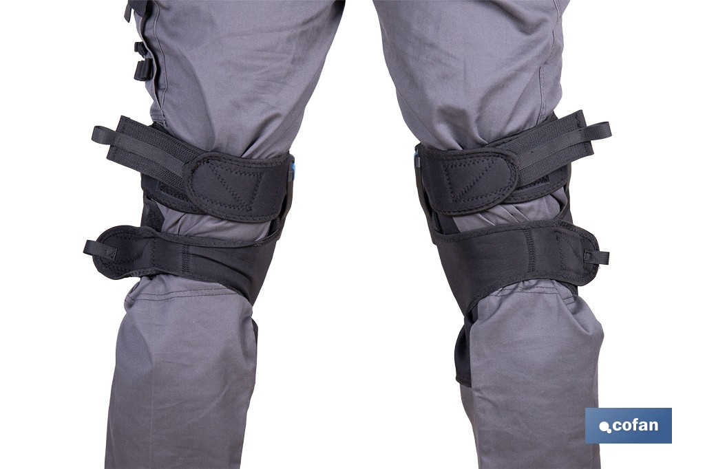 Rodilleras de gel estabilizadoras para trabajo | Protección y confort para construcción, agricultura y bricolaje | Pack de 2 rodilleras negras y azules - Cofan