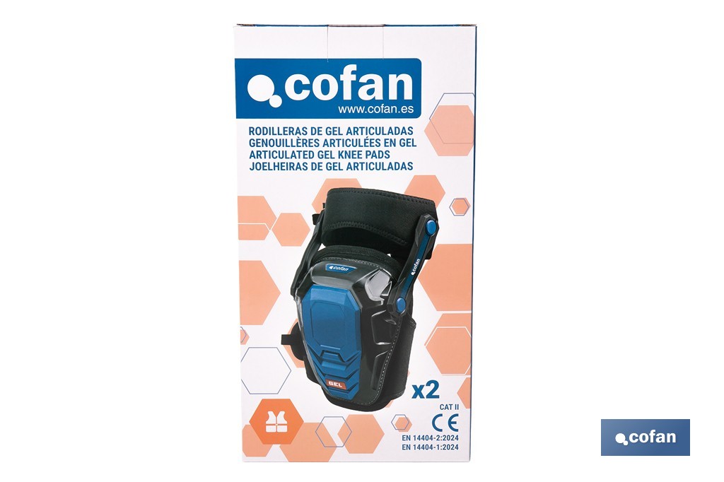 Rodilleras de gel estabilizadoras para trabajo | Protección y confort para construcción, agricultura y bricolaje | Pack de 2 rodilleras negras y azules - Cofan