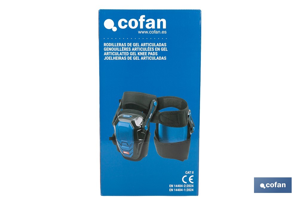Rodilleras de gel estabilizadoras para trabajo | Protección y confort para construcción, agricultura y bricolaje | Pack de 2 rodilleras negras y azules - Cofan