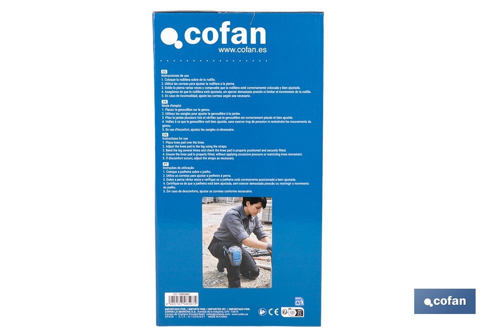 Rodilleras de gel estabilizadoras para trabajo | Protección y confort para construcción, agricultura y bricolaje | Pack de 2 rodilleras negras y azules - Cofan