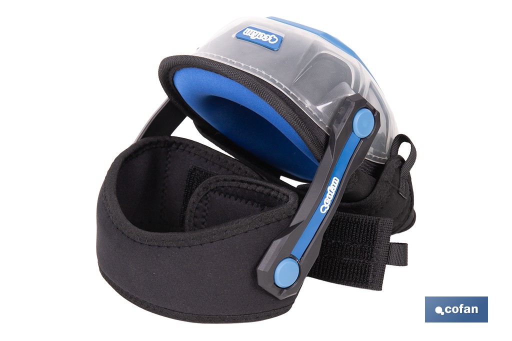 Rodilleras de gel estabilizadoras para trabajo | Protección y confort para construcción, agricultura y bricolaje | Pack de 2 rodilleras negras y azules - Cofan