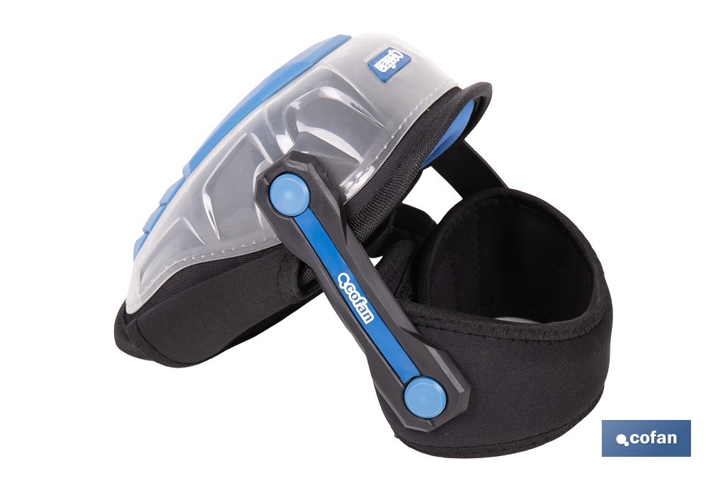 Rodilleras de gel estabilizadoras para trabajo | Protección y confort para construcción, agricultura y bricolaje | Pack de 2 rodilleras negras y azules - Cofan