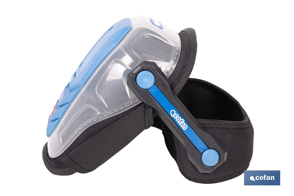 Rodilleras de gel estabilizadoras para trabajo | Protección y confort para construcción, agricultura y bricolaje | Pack de 2 rodilleras negras y azules - Cofan