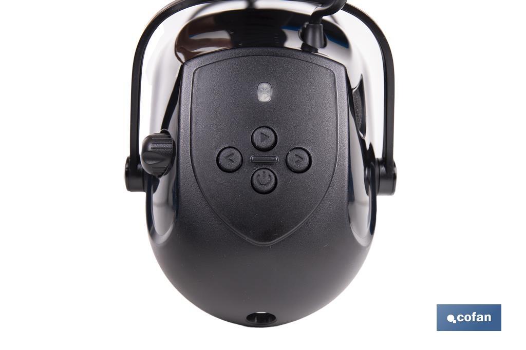 Cascos antirruido con Bluetooth | Reducción de sonido (SNR) 29 dB | Protección auditiva con micrófono y control de volumen - Cofan