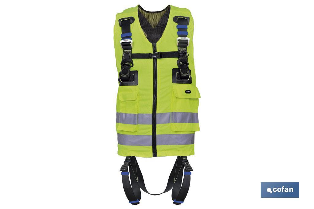 Safety harness with high visibility vest | Supports a maximum weight of 140kg | Standard one size fits all - Cofan