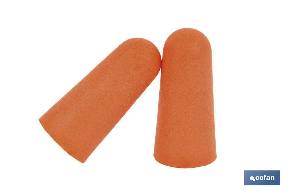 Pack of 50 Polyurethane Earplugs for Hearing Protection (25 pairs) for Ears Polyurethane SNR: 36dB. Orange. Disposable - Cofan