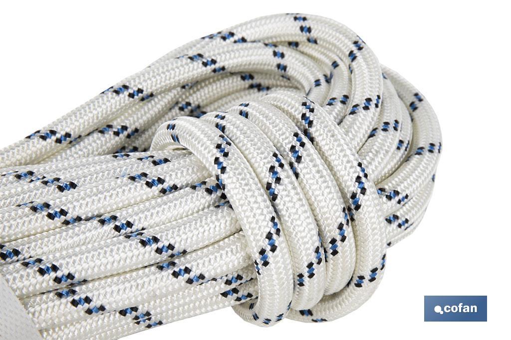 Rollo de cuerda para trabajos de altura | Cuerda trenzada | Ideal para escalada y trabajos en altura semiestática - Cofan