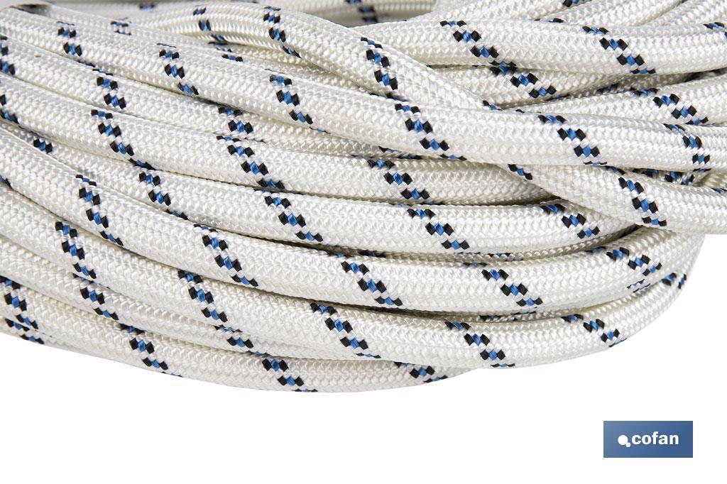 Rollo de cuerda para trabajos de altura | Cuerda trenzada | Ideal para escalada y trabajos en altura semiestática - Cofan