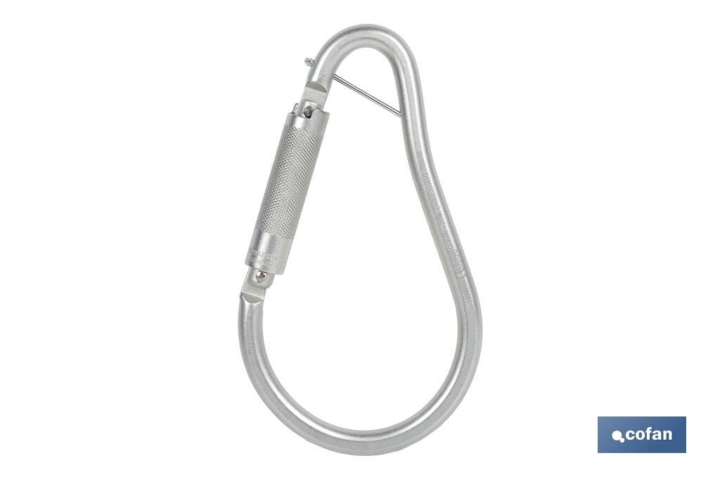 Gancho con bloqueo automático | Mosquetón de alta resistencia y seguridad | Material: acero | Resistencia: 23 kN | Apertura: 59 mm - Cofan