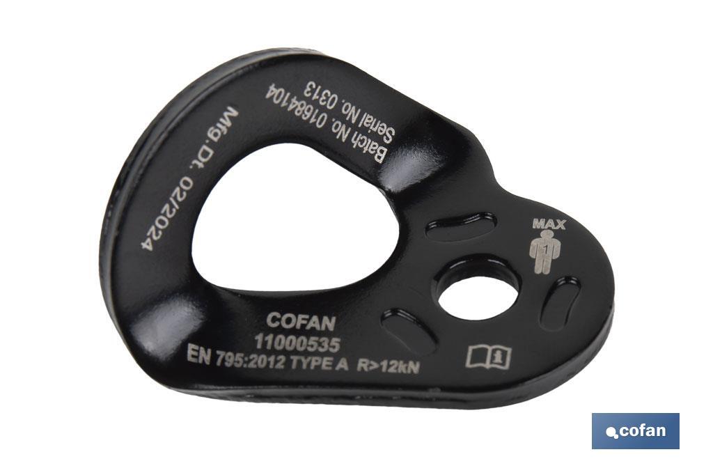 Placa de anclaje conforme a EN 795:2012 | Anclaje tipo A | Material: Acero | Resistencia: 23 kN | Fijación de Ø10,5 mm - Cofan