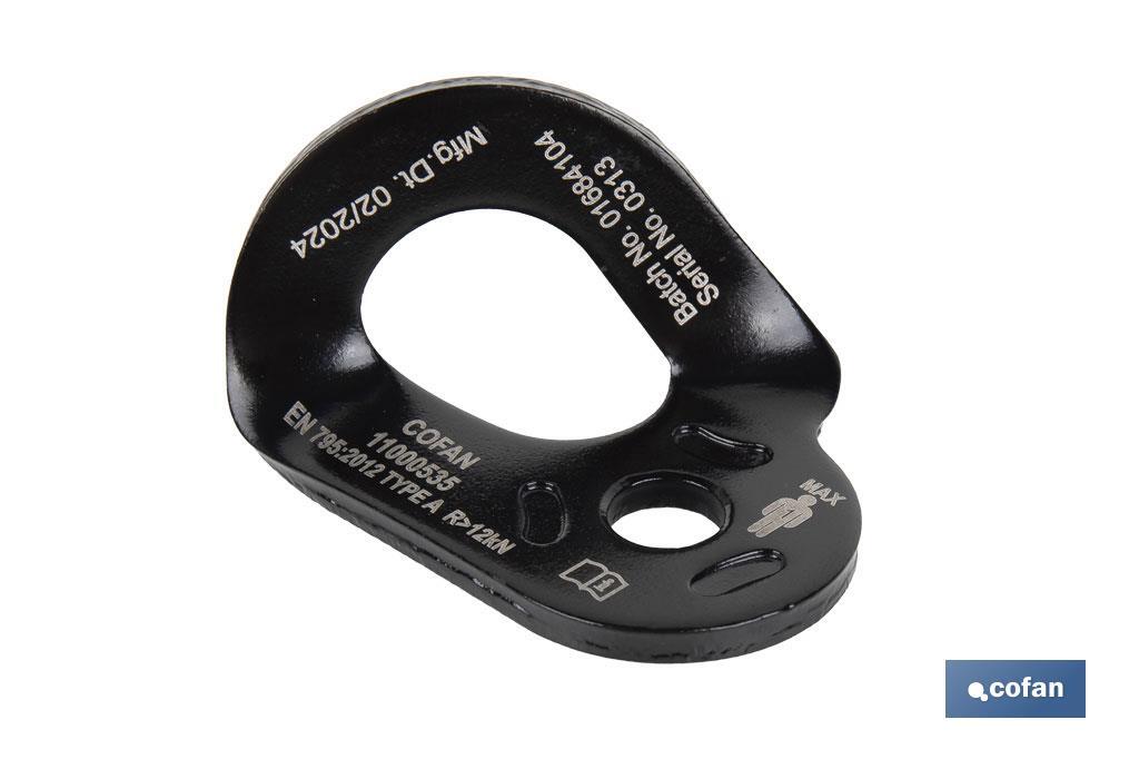 Placa de anclaje conforme a EN 795:2012 | Anclaje tipo A | Material: Acero | Resistencia: 23 kN | Fijación de Ø10,5 mm - Cofan