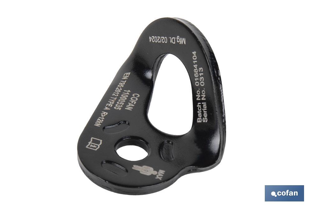Placa de anclaje conforme a EN 795:2012 | Anclaje tipo A | Material: Acero | Resistencia: 23 kN | Fijación de Ø10,5 mm - Cofan
