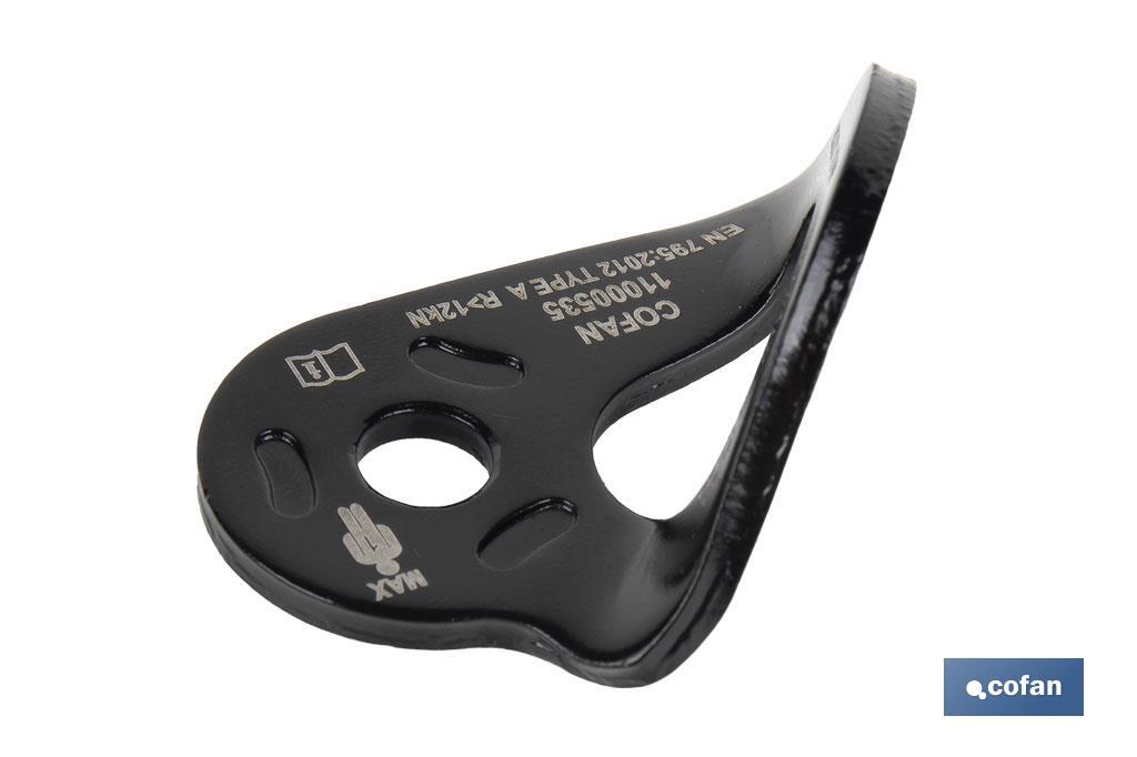 Placa de anclaje conforme a EN 795:2012 | Anclaje tipo A | Material: Acero | Resistencia: 23 kN | Fijación de Ø10,5 mm - Cofan