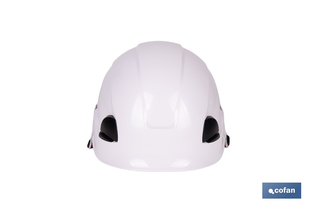 CASCO INDUSTRIAL DE SEGURIDAD BLANCO CON REGULADOR Y BARBUQUEJO