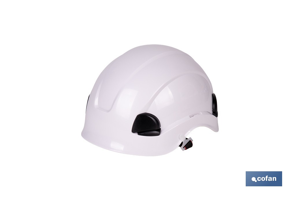 CASCO INDUSTRIAL DE SEGURIDAD BLANCO CON REGULADOR Y BARBUQUEJO