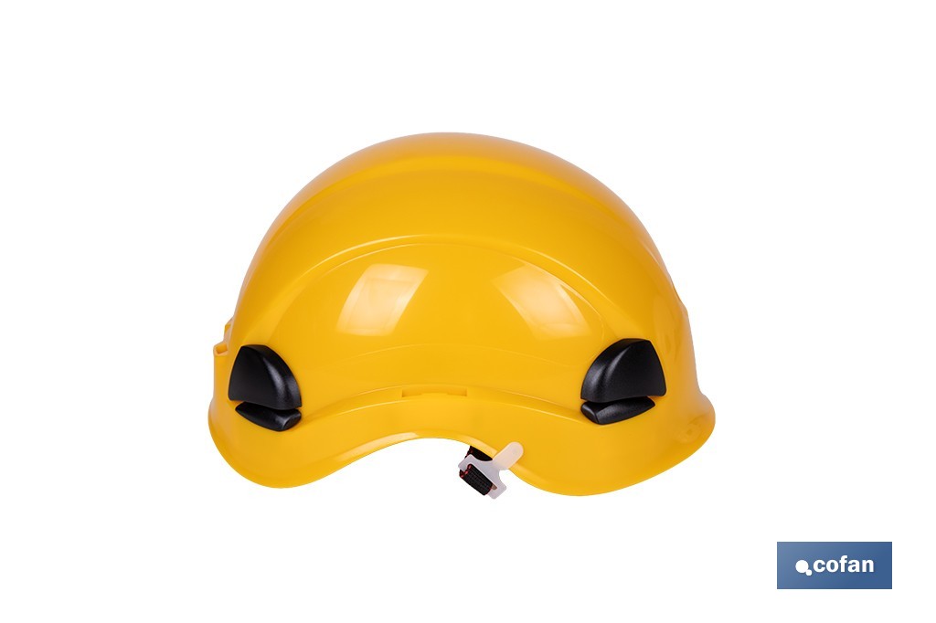 CASCO INDUSTRIAL DE SEGURIDAD EN COLOR AMARILLO CON REGULADOR Y BARBUQUEJO