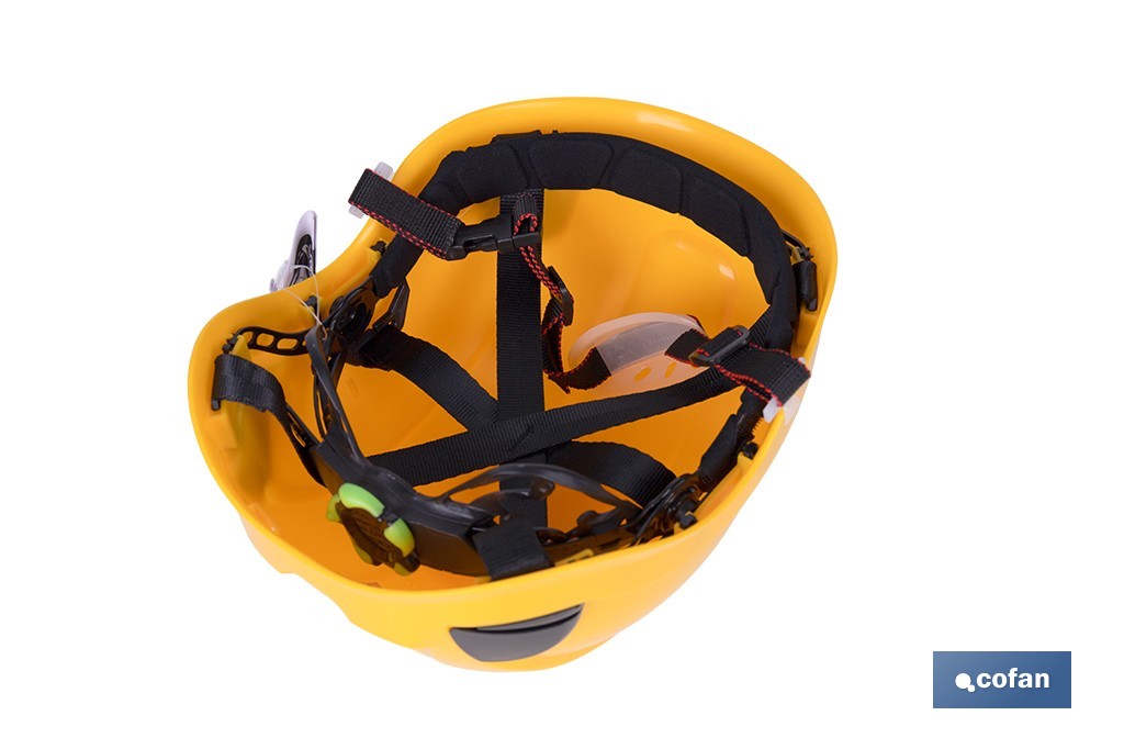 CASCO INDUSTRIAL DE SEGURIDAD EN COLOR AMARILLO CON REGULADOR Y BARBUQUEJO