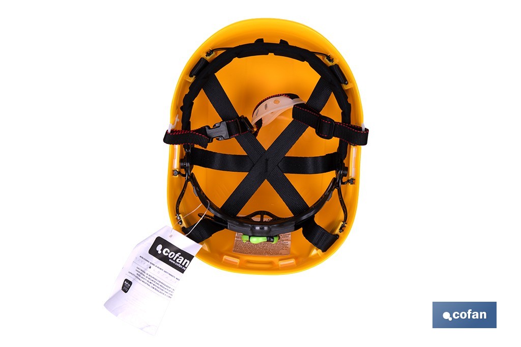CASCO INDUSTRIAL DE SEGURIDAD EN COLOR AMARILLO CON REGULADOR Y BARBUQUEJO