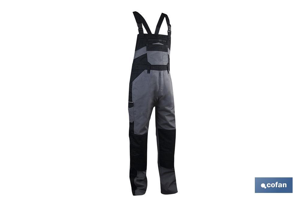 Bib and brace overall | Sinjou Model | Grey/Black | Materials: 60% cotton & 40% polyester - Cofan